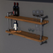 Double Shelf Industrial Home Bar Counter - Dark Oak