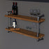 Double Shelf Industrial Home Bar Counter - Dark Oak