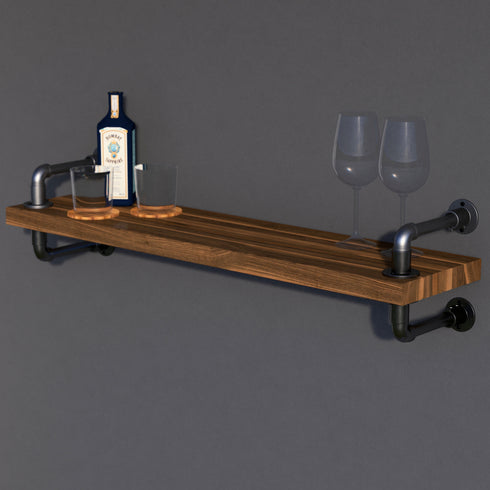 Industrial Home Bar Counter - Dark Oak