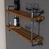 Double Shelf Industrial Home Bar Counter - Dark Oak