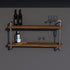 Double Shelf Industrial Home Bar Counter - Dark Oak