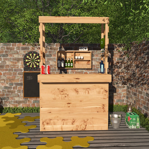 Large Rustic Wooden Garden Bar with Roof