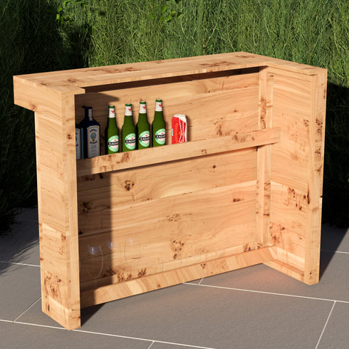 L-Shape Rustic Wooden Garden Bar