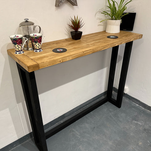 Industrial Style Breakfast Bar - Dark Oak