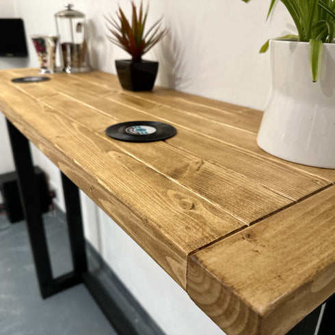 Industrial Style Breakfast Bar - Dark Oak