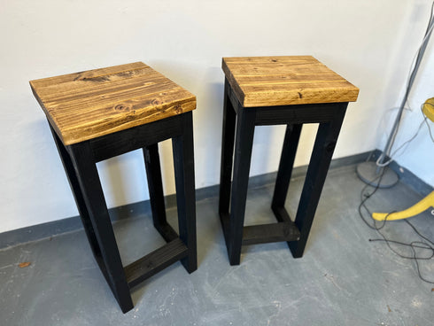 Set of 2 Handmade Industrial Bar Stools