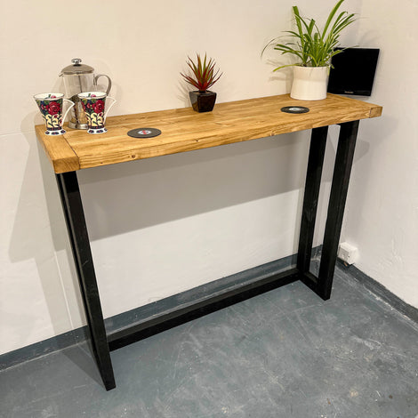 Industrial Style Breakfast Bar - Dark Oak