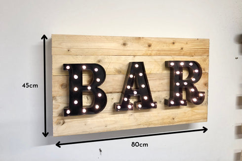 Rustic Wooden Drop Down Bar with Light Up Sign