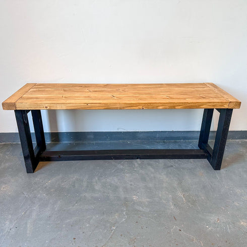 Industrial Style Wooden Bench