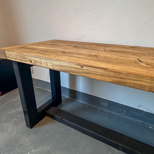 Industrial Style Wooden Bench