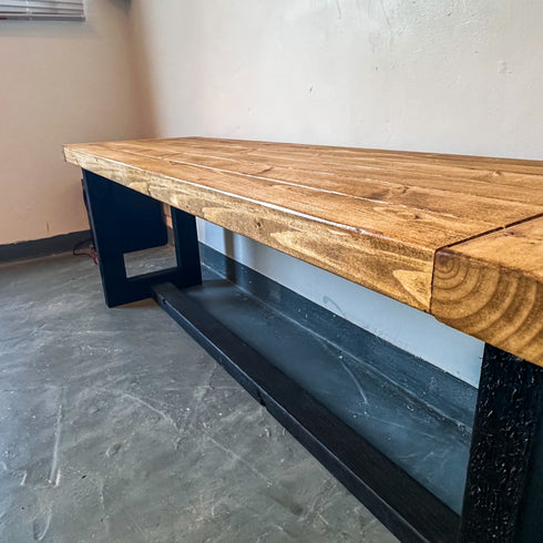 Industrial Style Wooden Bench