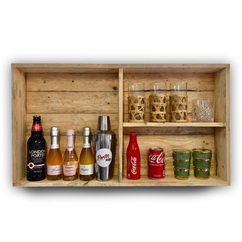 Rustic Wooden Bar Wall Mounted Shelving Unit-Barware-ReclaimedBarware-PorterBars