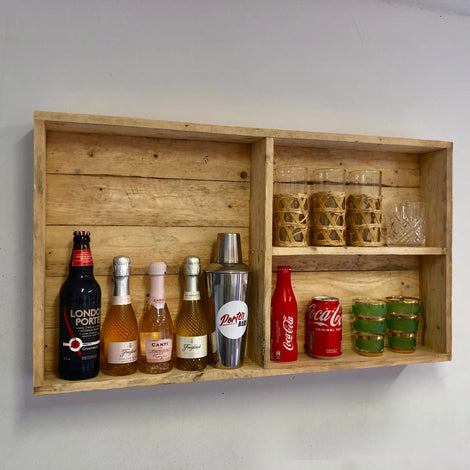 Rustic Wooden Bar Wall Mounted Shelving Unit-Barware-ReclaimedBarware-PorterBars